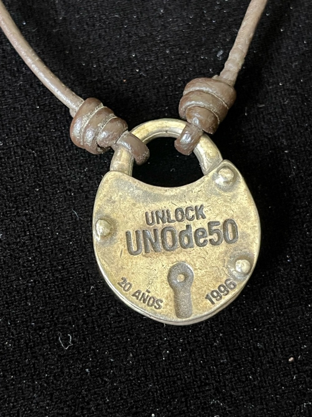 1684 UNODE50 Vintage 1996 'Unlock' Padlock Pendant Necklace on Leather Cord